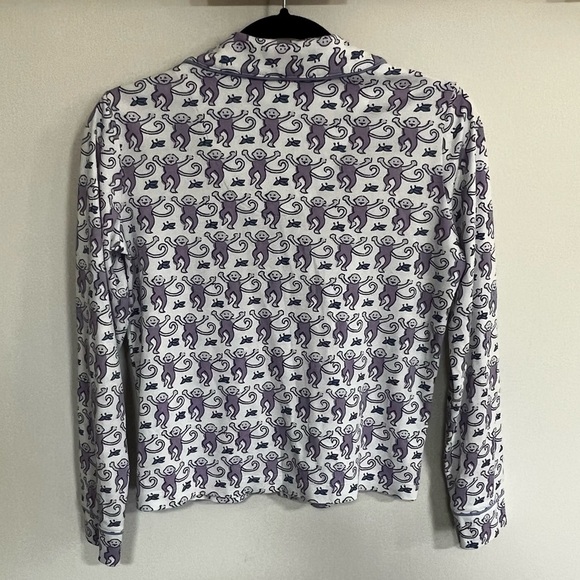 Roller Rabbit Monkey Lavender Long Sleeve Polo Pajama Top - Picture 7 of 12
